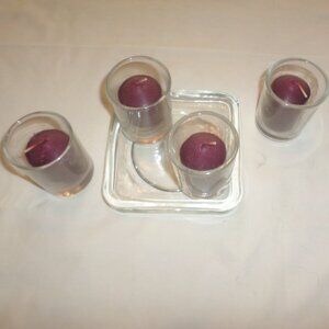 CANDLE-LITE 9-piece set Bourgogne VOTIVE CANDLES, HOLDERS & TRAY